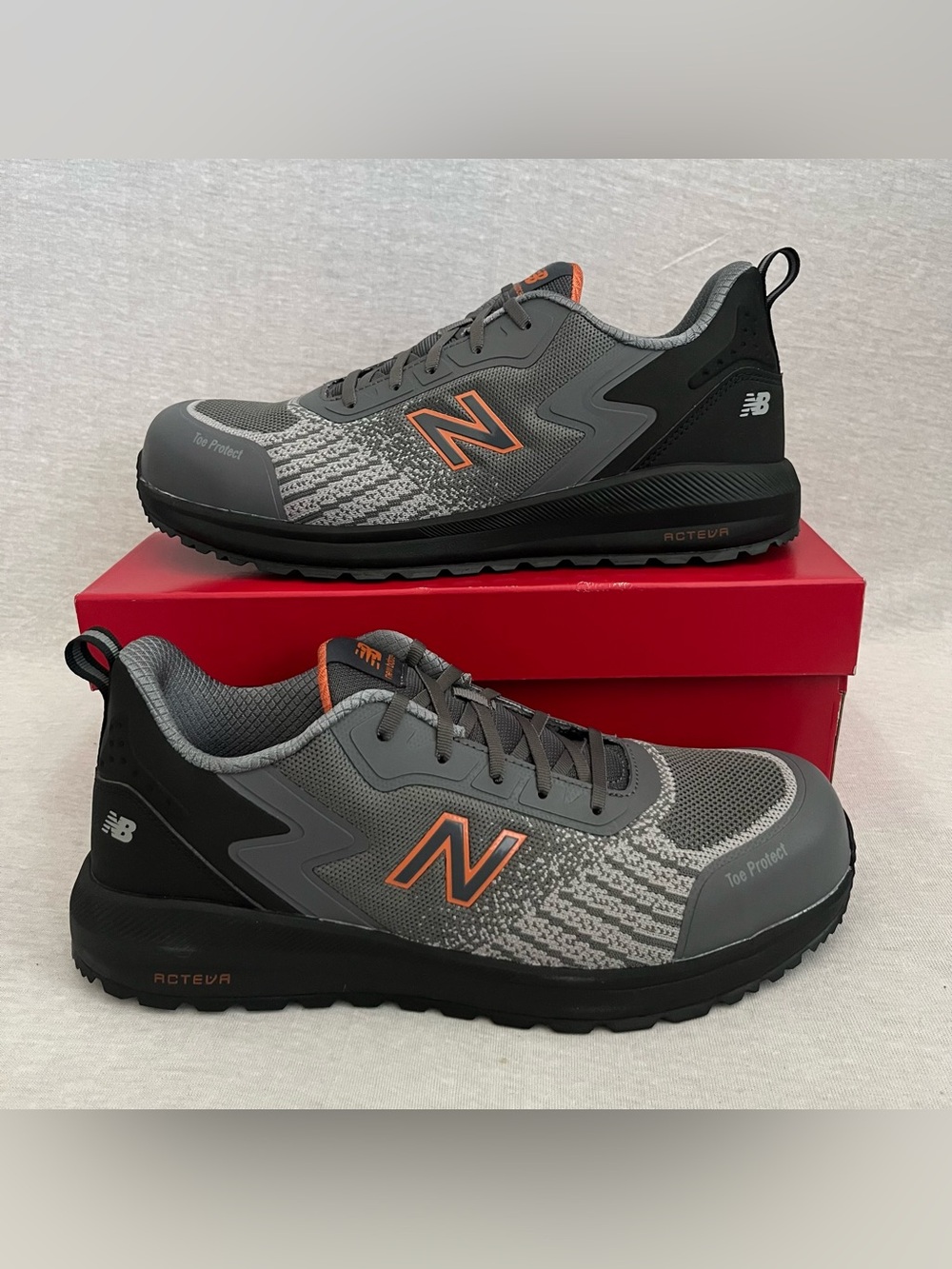 New Balance Industrial Speedware Gray & Orange Safety Toe Work Sneakers